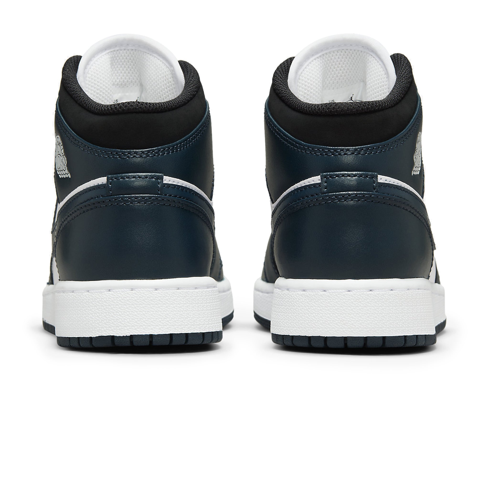 Heel view of Air Jordan 1 Mid Dark Teal (GS) -554725-411